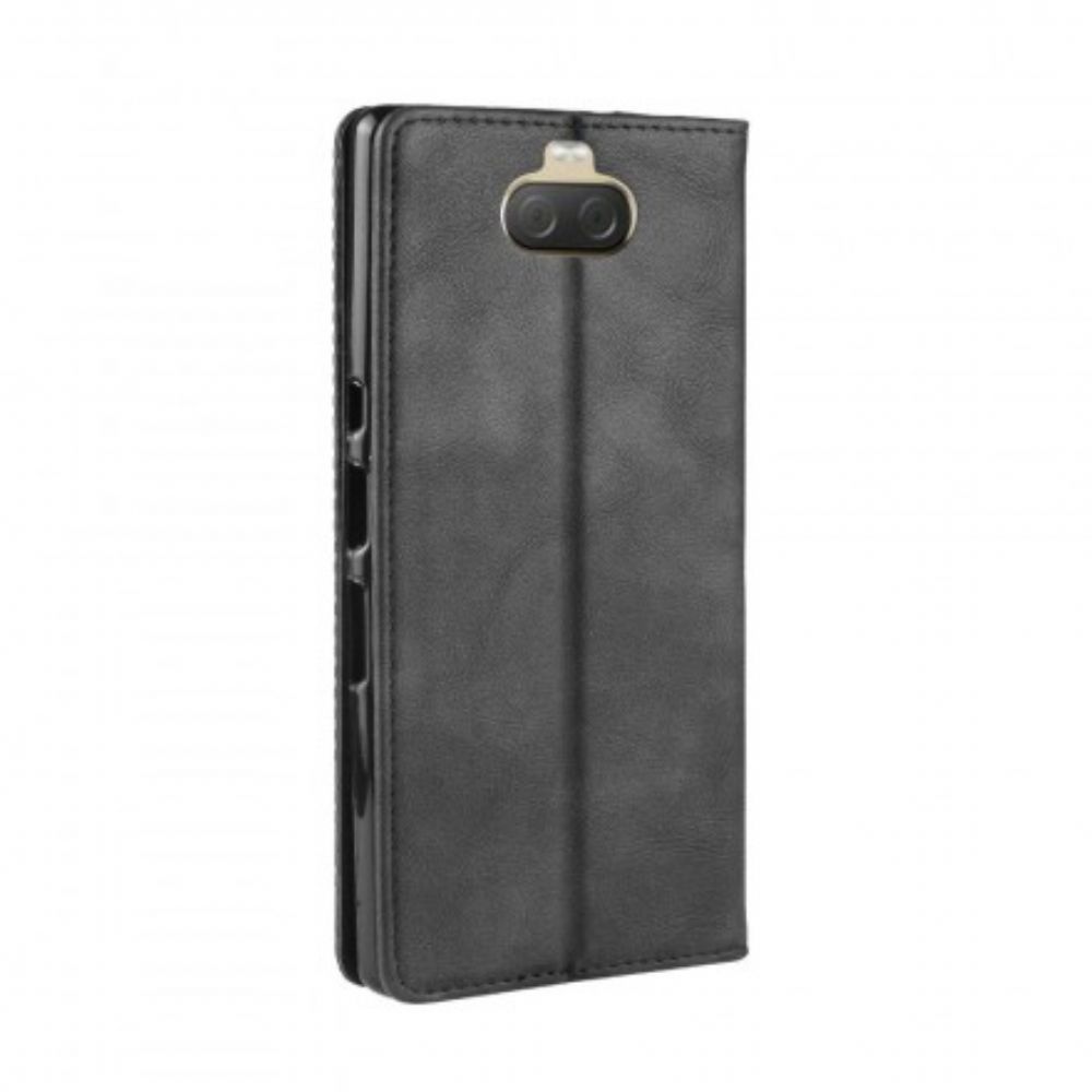 Schutzhülle Für Sony Xperia 10 Plus Flip Case Uni Vintage Kunstleder