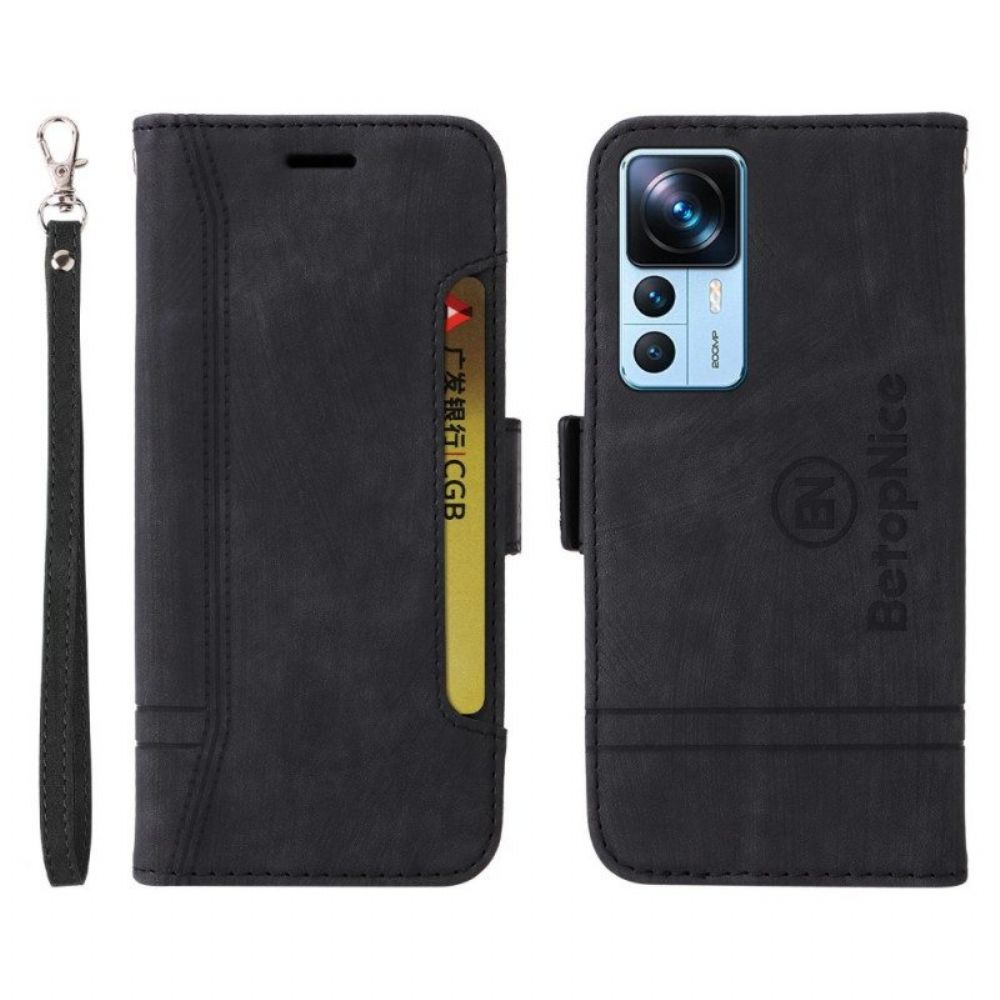 Flip Case Für Xiaomi 12T / 12T Pro Betopnice Kartenhalter Vorne