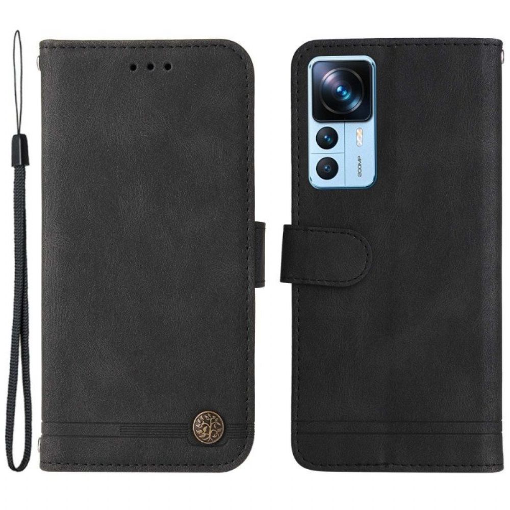 Flip Case Für Xiaomi 12T / 12T Pro Dekorative Niete Und Schlüsselband