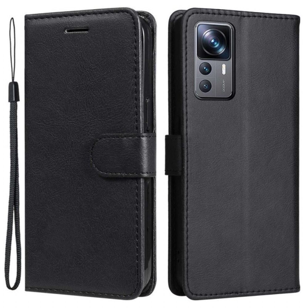 Flip Case Für Xiaomi 12T / 12T Pro Einfarbiges Schlüsselband