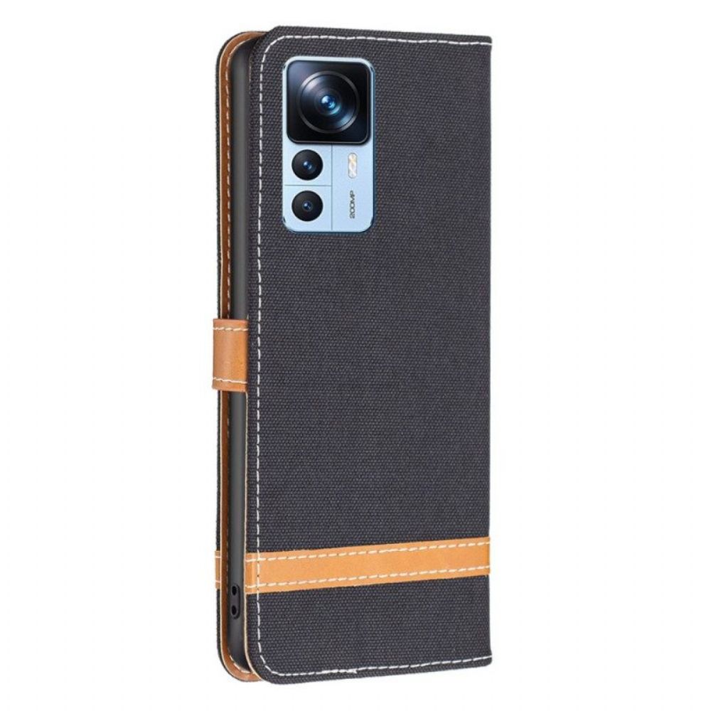 Flip Case Für Xiaomi 12T / 12T Pro Mit Kordel Armband In Stoff- Und Lederoptik