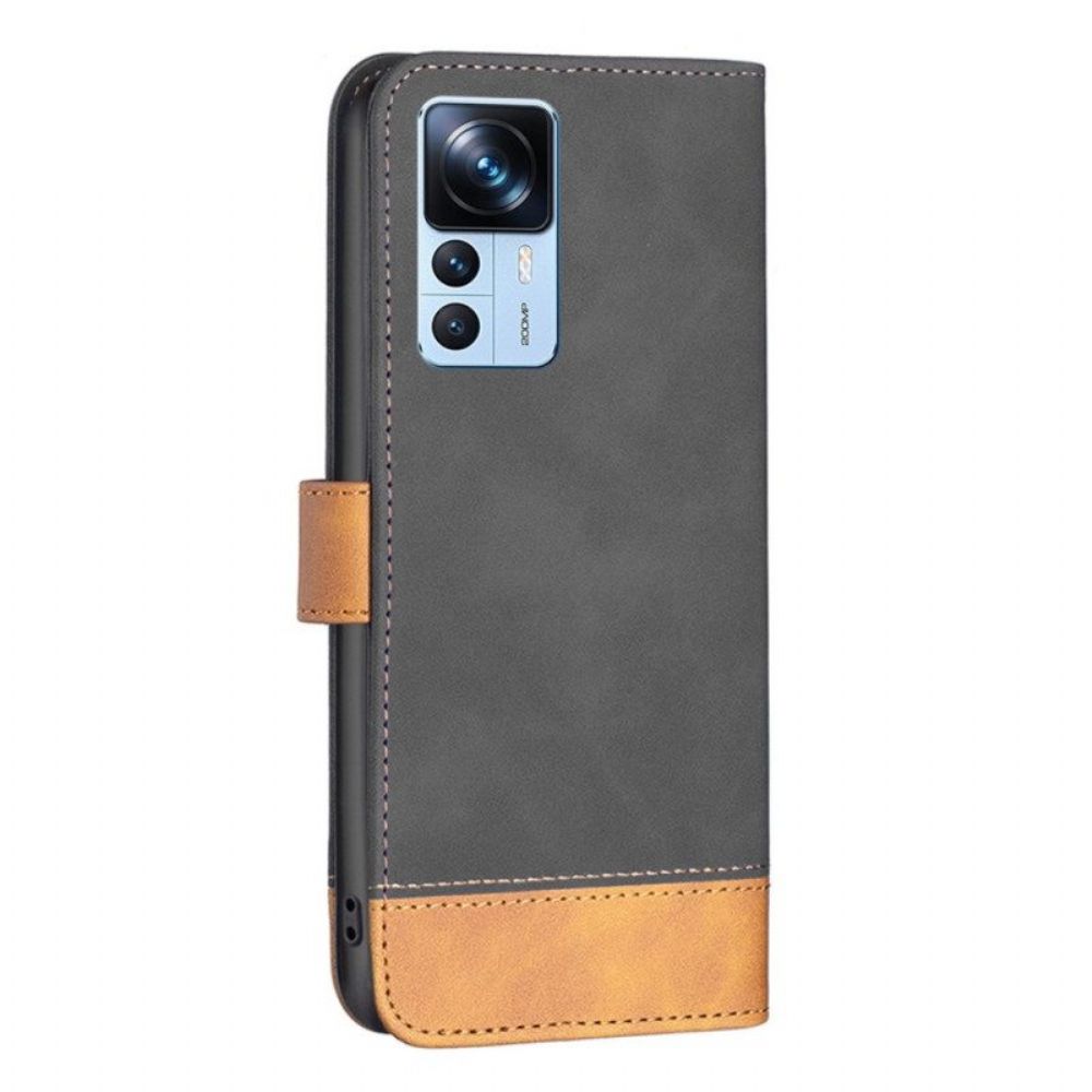 Flip Case Für Xiaomi 12T / 12T Pro Zweifarbige Binfen-farbe