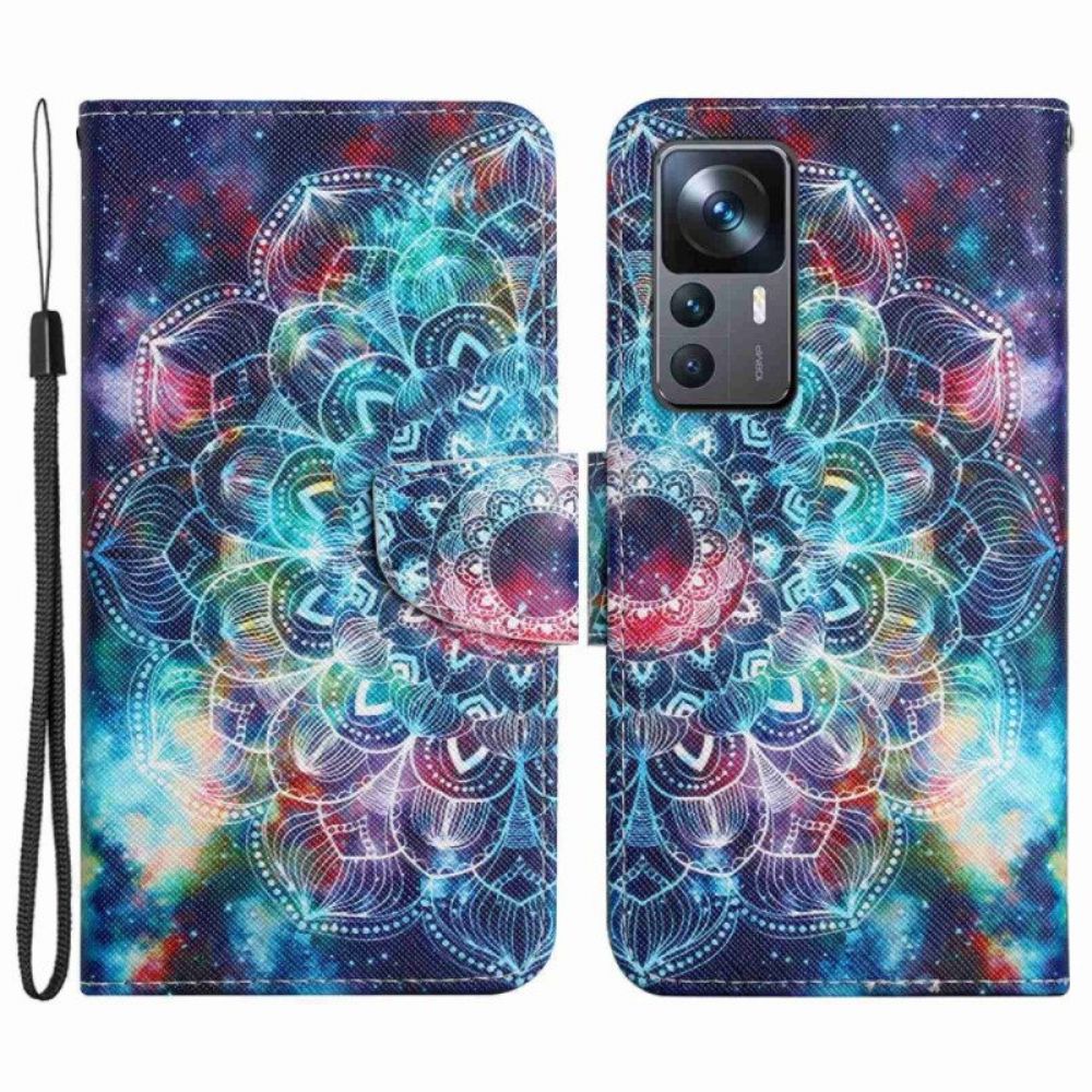 Lederhüllen Für Xiaomi 12T / 12T Pro Mit Kordel Auffälliges Riemchen-mandala