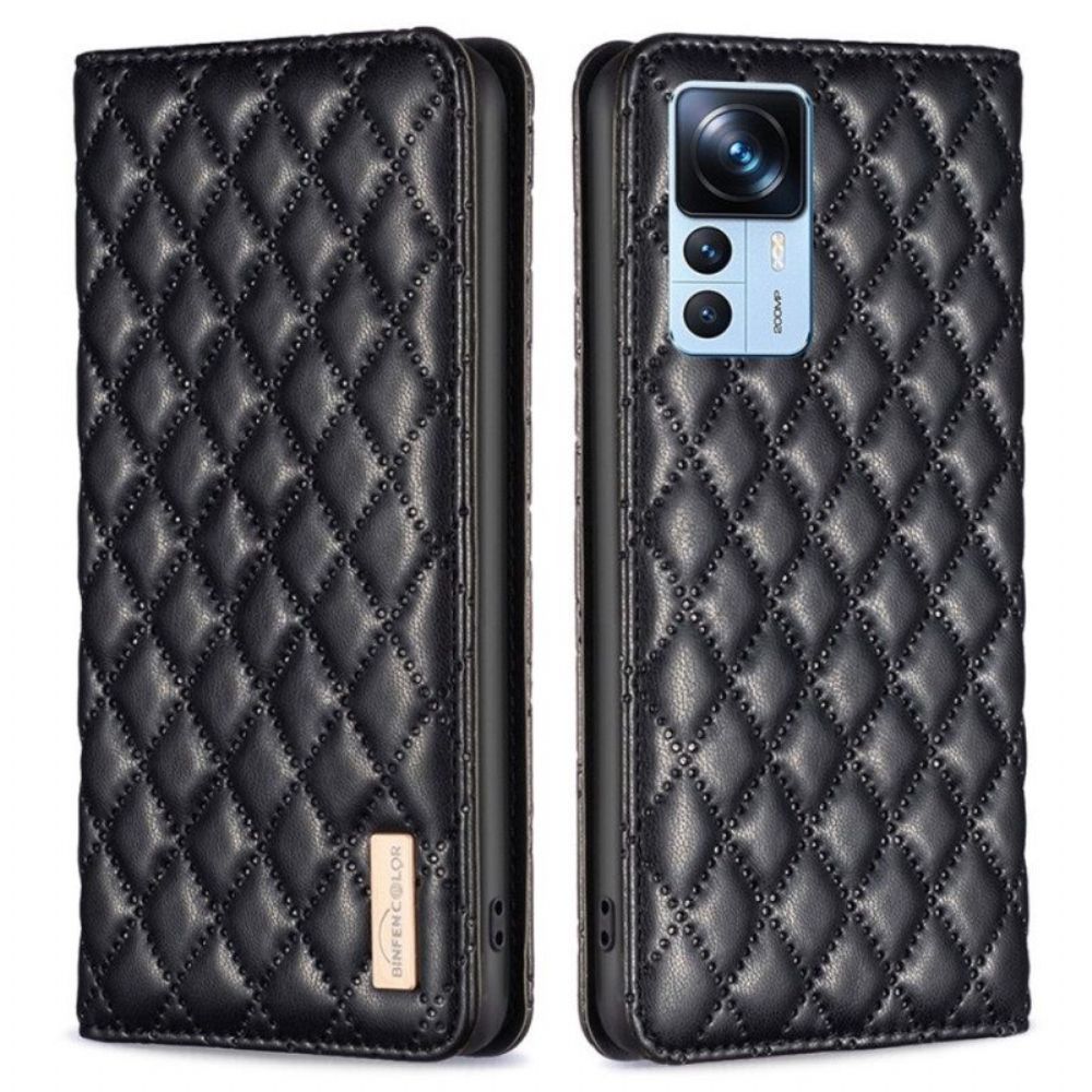 Schutzhülle Für Xiaomi 12T / 12T Pro Flip Case Gesteppte Binfen-farbe