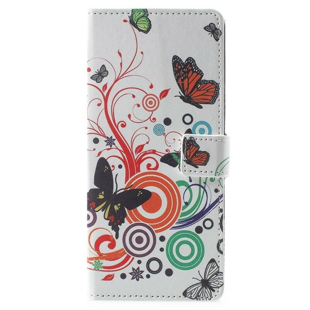 Flip Case Für Samsung Galaxy Note 9 Schmetterlinge Und Blumen