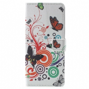 Flip Case Für Samsung Galaxy Note 9 Schmetterlinge Und Blumen