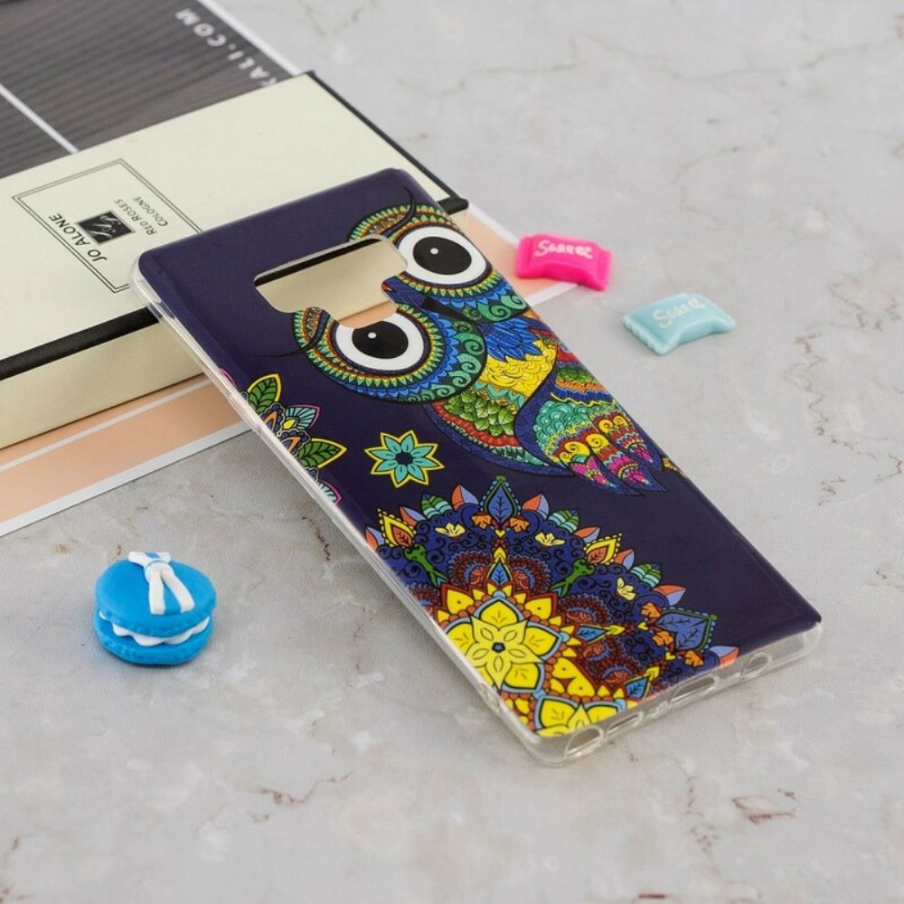 Handyhülle Für Samsung Galaxy Note 9 Fluoreszierendes Eulen-mandala