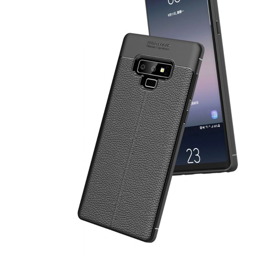 Hülle Für Samsung Galaxy Note 9 Doppellinie Litschi-leder-effekt