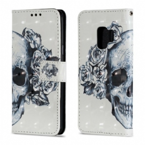 Flip Case Für Samsung Galaxy S9 3d Blumenschädel