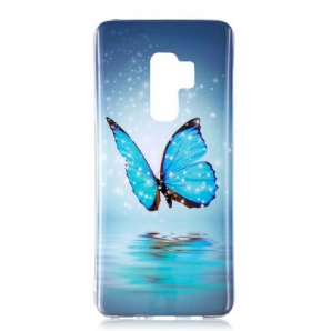 Handyhülle Für Samsung Galaxy S9 Fluoreszierender Blauer Schmetterling