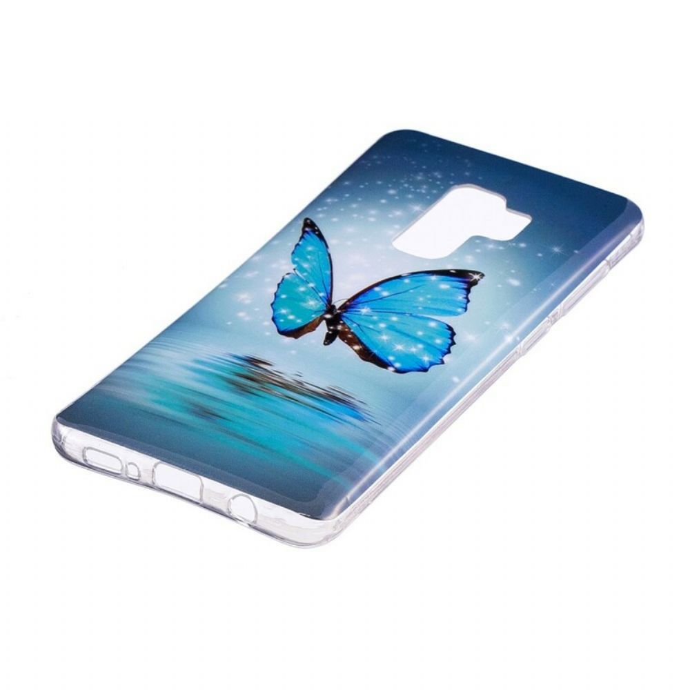 Handyhülle Für Samsung Galaxy S9 Fluoreszierender Blauer Schmetterling