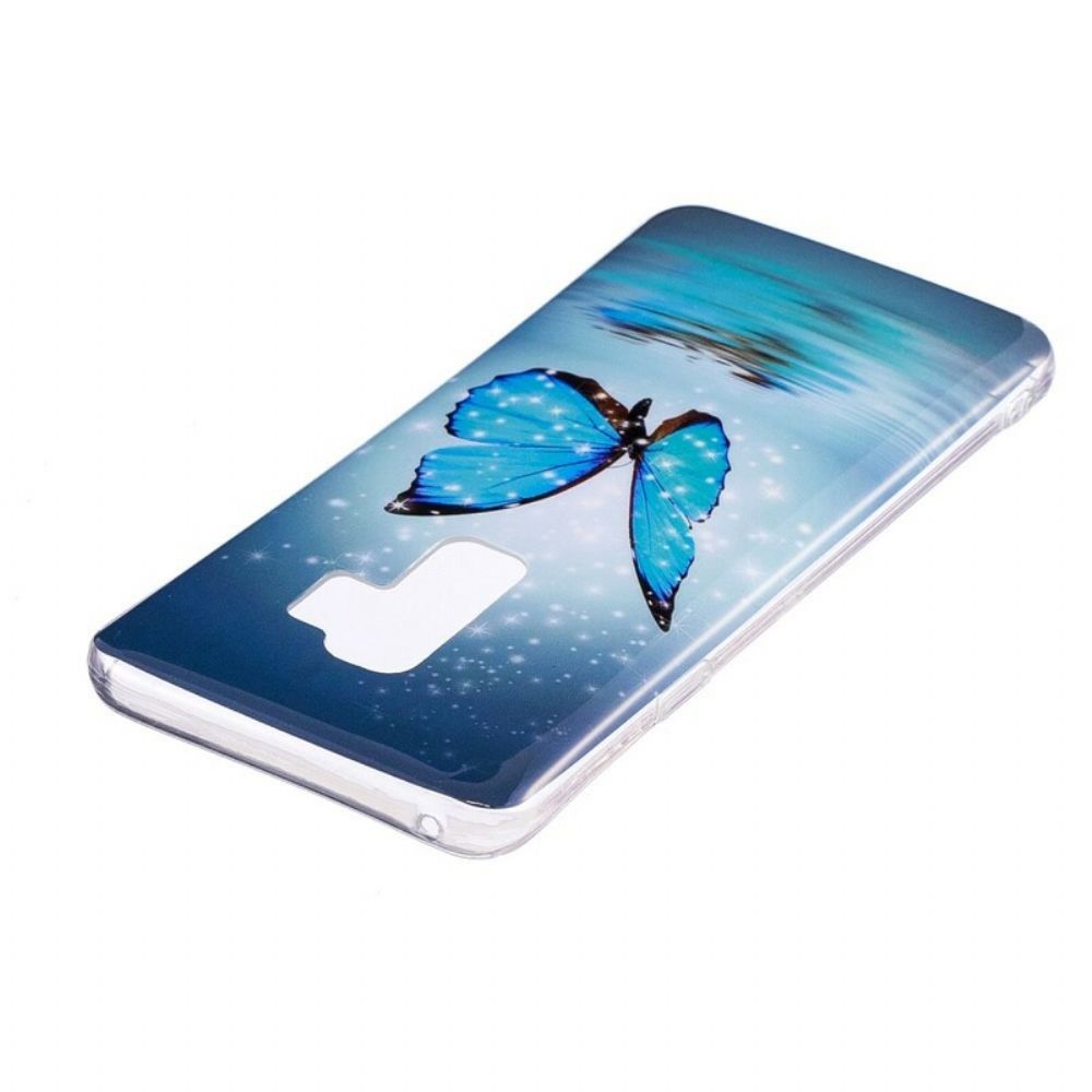 Handyhülle Für Samsung Galaxy S9 Fluoreszierender Blauer Schmetterling