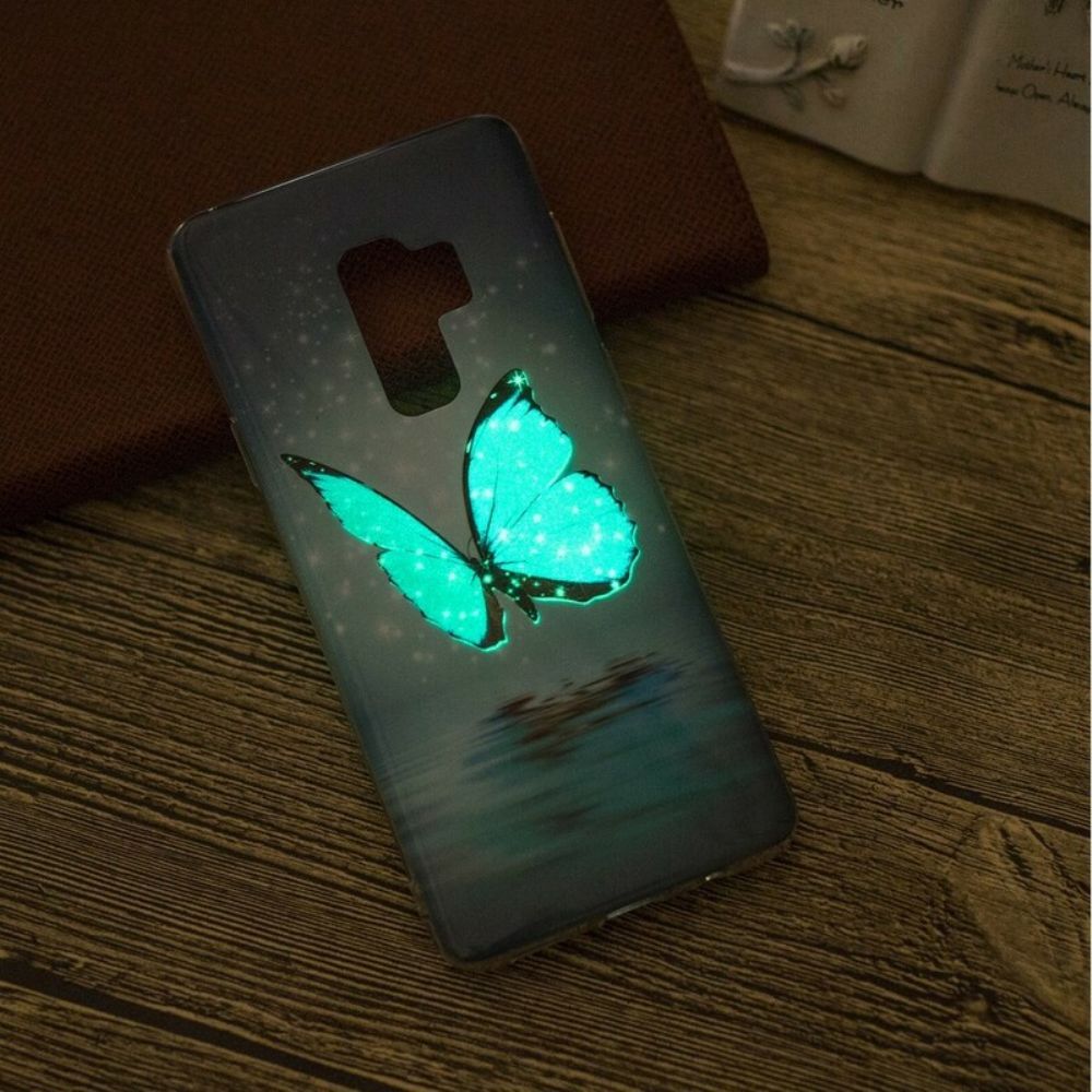 Handyhülle Für Samsung Galaxy S9 Fluoreszierender Blauer Schmetterling