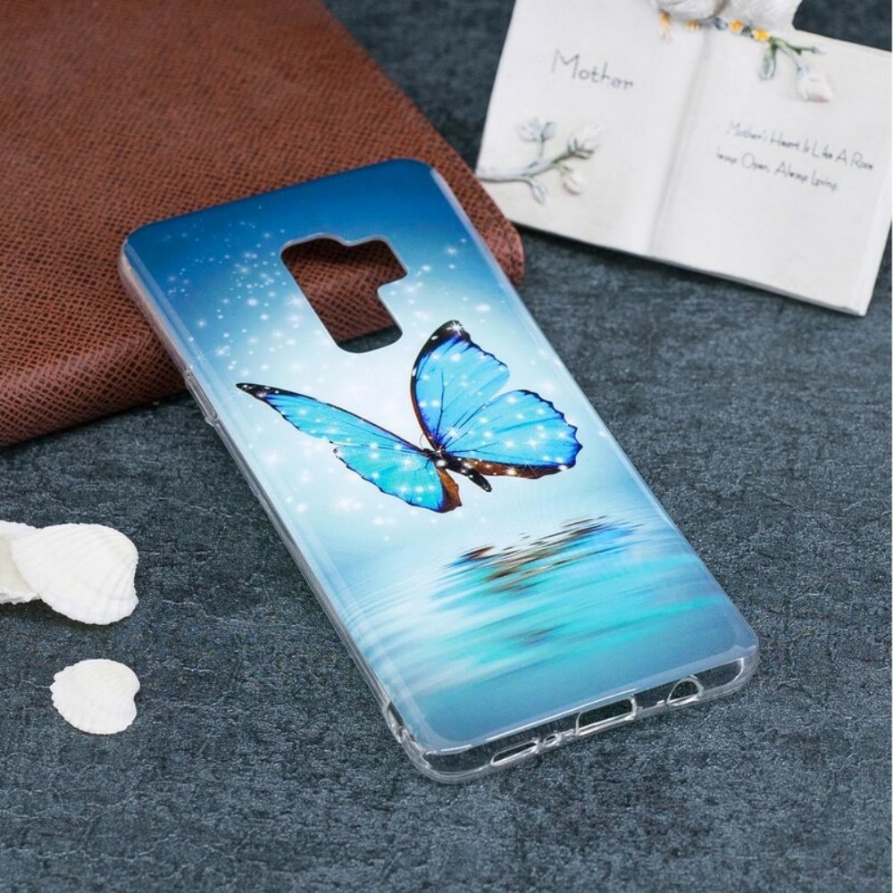 Handyhülle Für Samsung Galaxy S9 Fluoreszierender Blauer Schmetterling