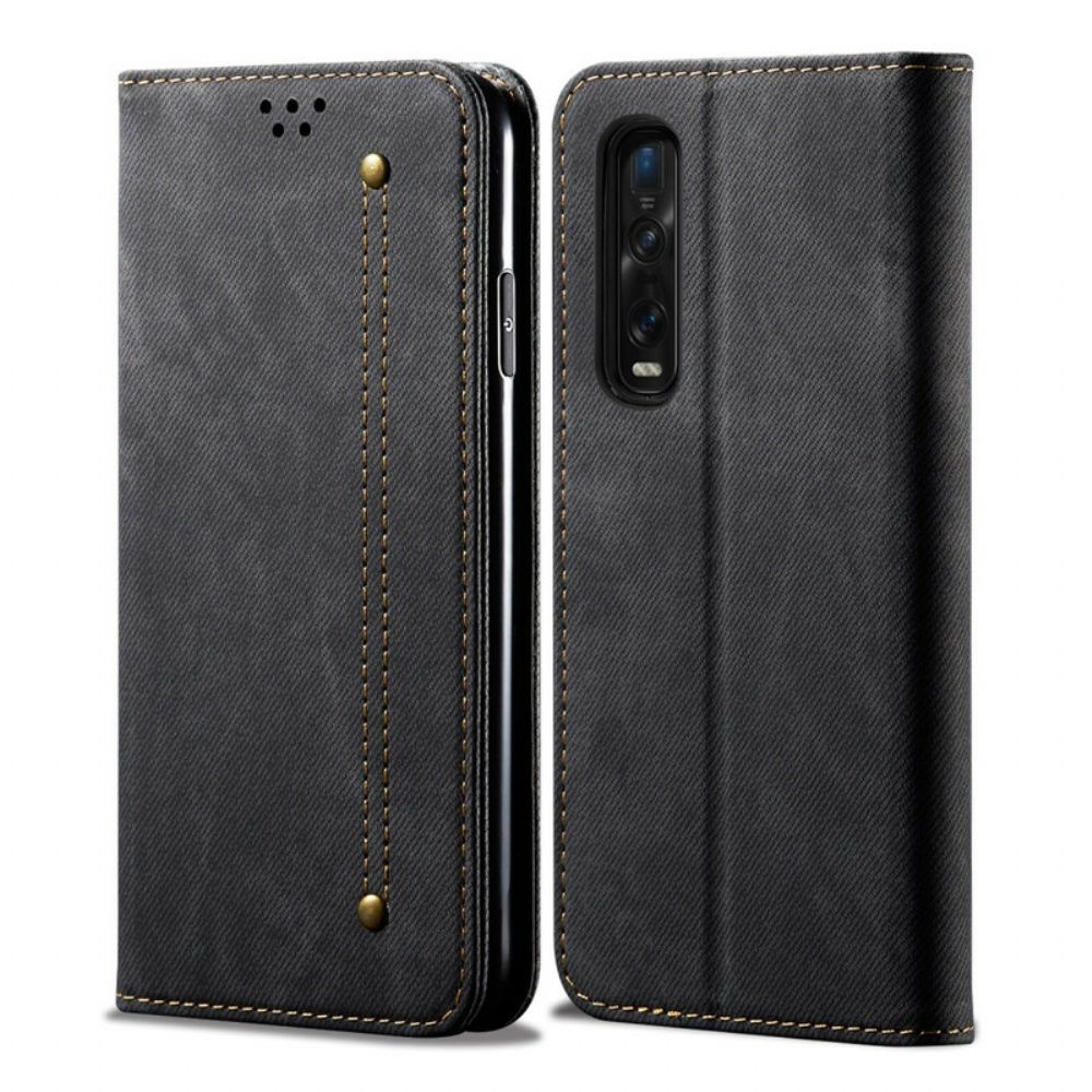 Schutzhülle Für Oppo Find X2 Pro Flip Case Jeans-textur Aus Lederimitat