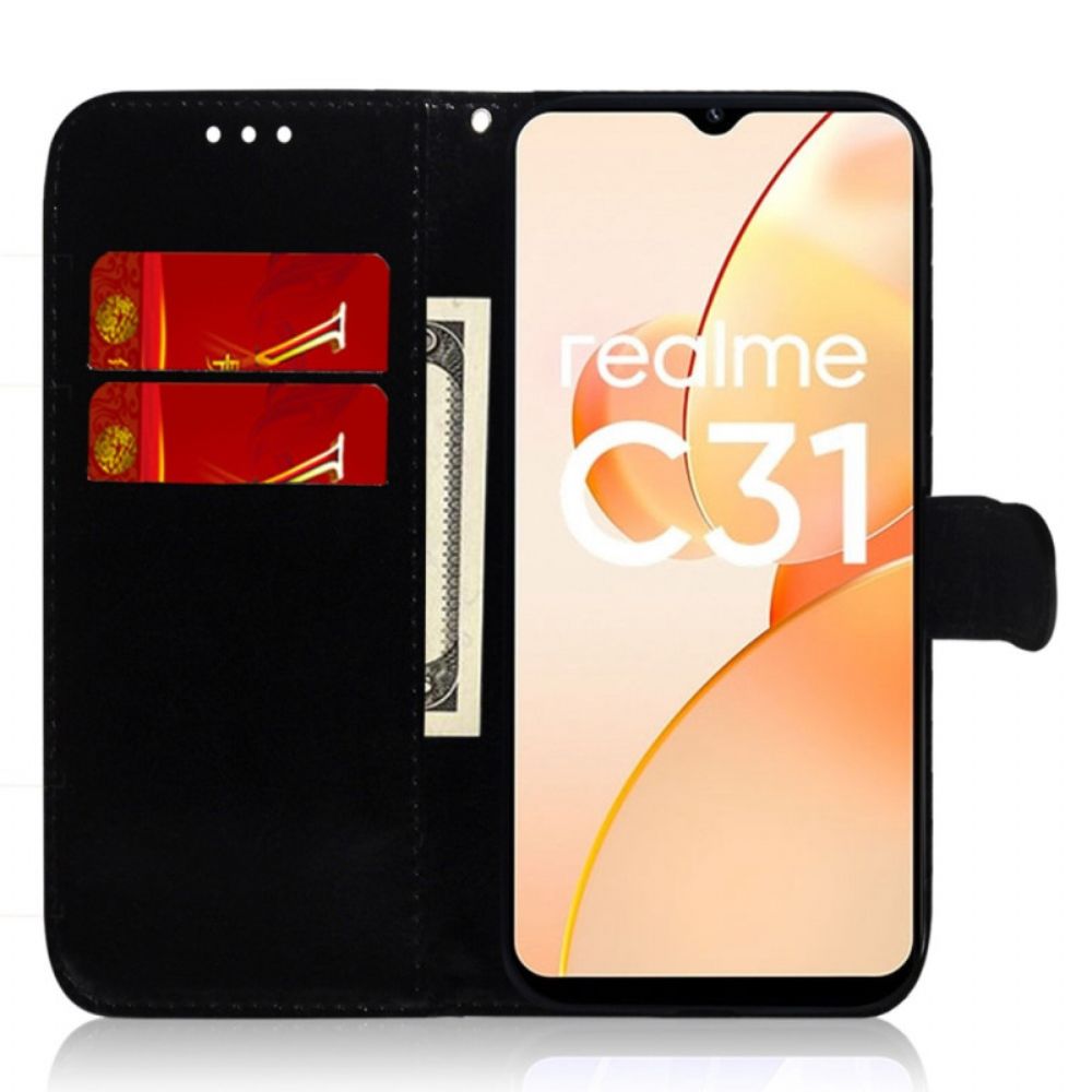 Flip Case Für Realme GT Neo 3 Mit Kordel Riemenspiegel