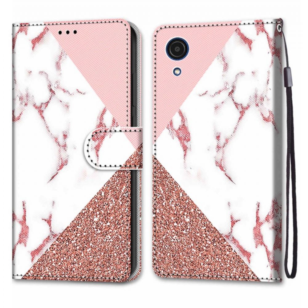 Flip Case Für Samsung Galaxy A03 Core Murmel- Und Glitzerdreieck