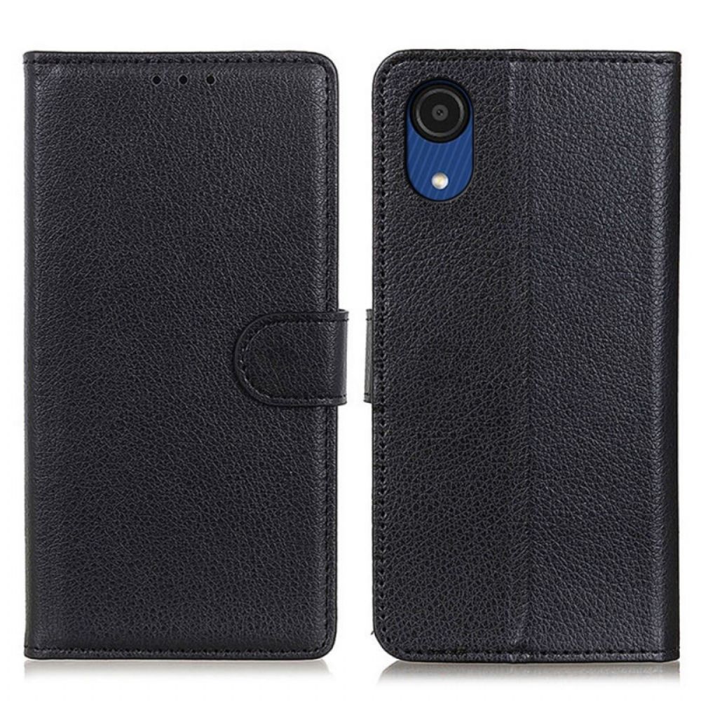 Flip Case Für Samsung Galaxy A03 Core Traditionelles Litschi-leder