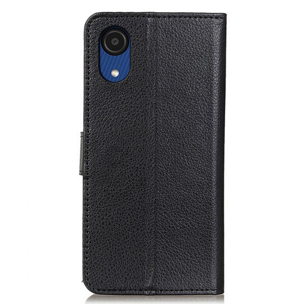 Flip Case Für Samsung Galaxy A03 Core Traditionelles Litschi-leder