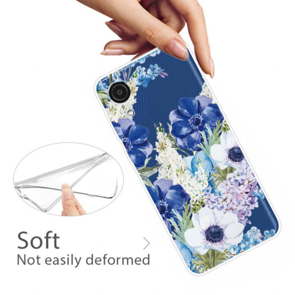 Hülle Für Samsung Galaxy A03 Core Aquarell Blaue Blumen