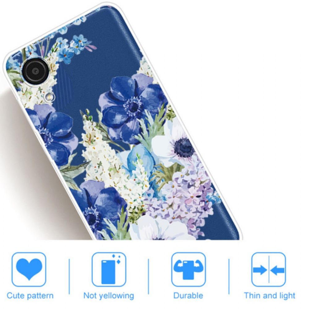 Hülle Für Samsung Galaxy A03 Core Aquarell Blaue Blumen