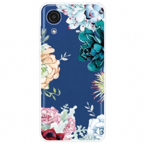 Hülle Für Samsung Galaxy A03 Core Aquarell Blaue Blumen Nahtlos