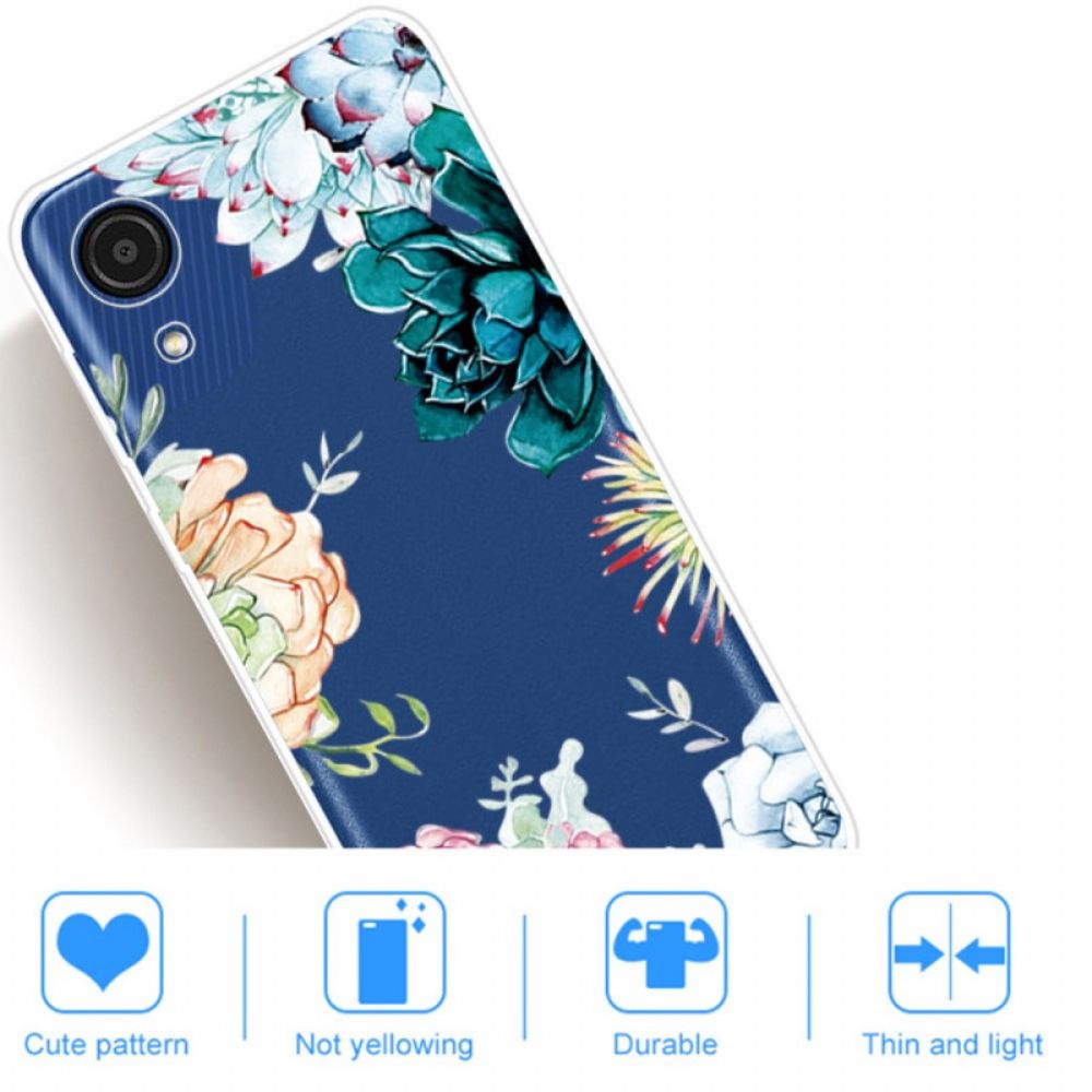 Hülle Für Samsung Galaxy A03 Core Aquarell Blaue Blumen Nahtlos