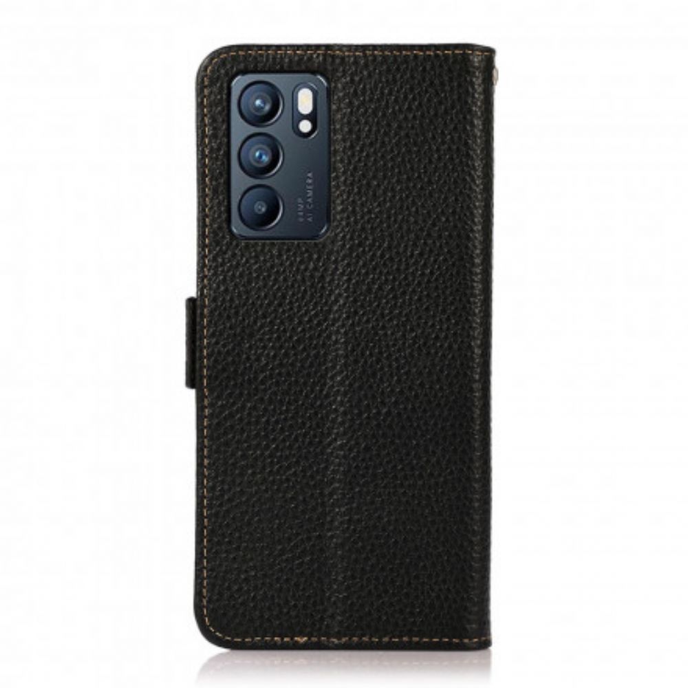 Flip Case Für Oppo Reno 6 5G Echtes Litschi-leder Khazneh Rfid