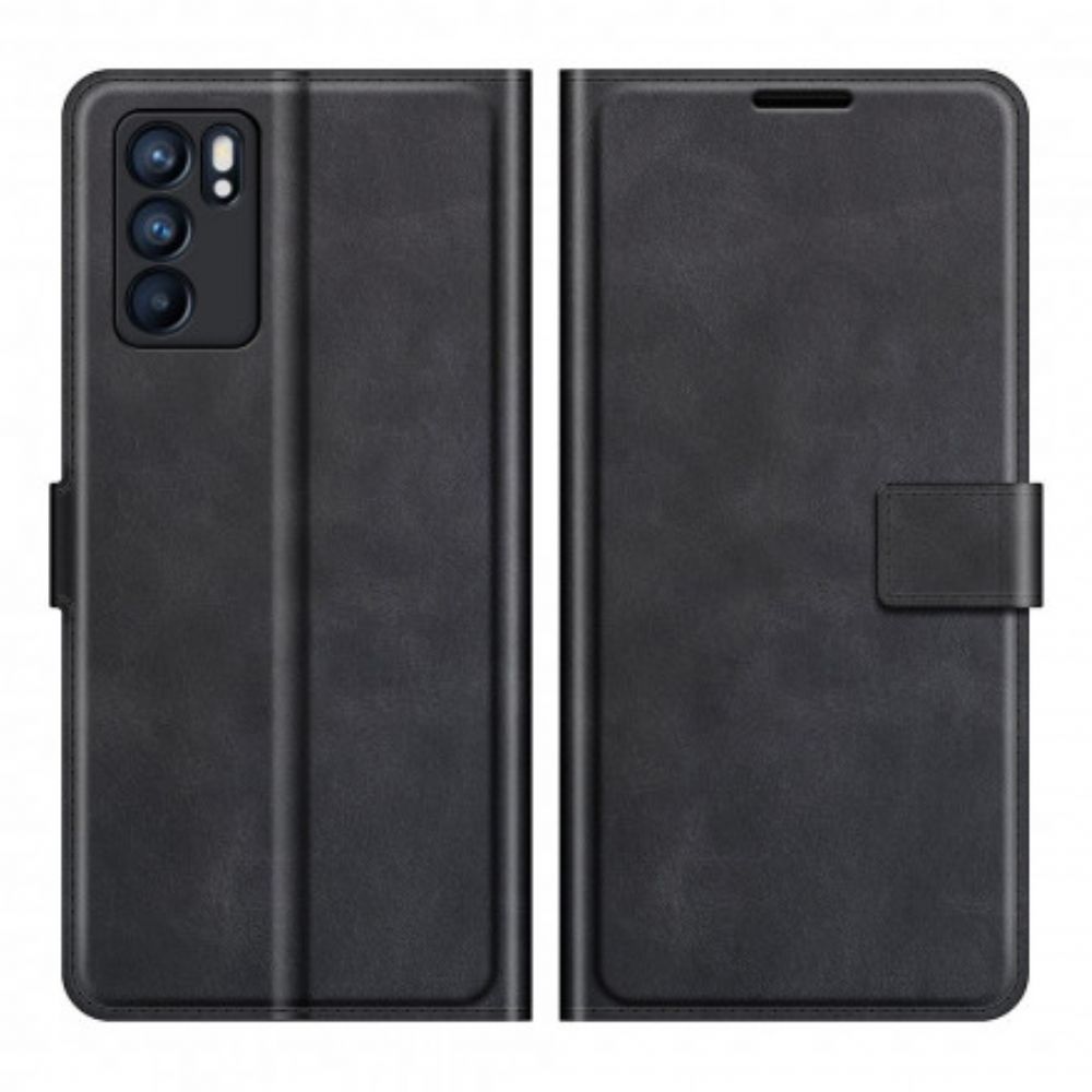 Flip Case Für Oppo Reno 6 5G Extrem Schmaler Ledereffekt