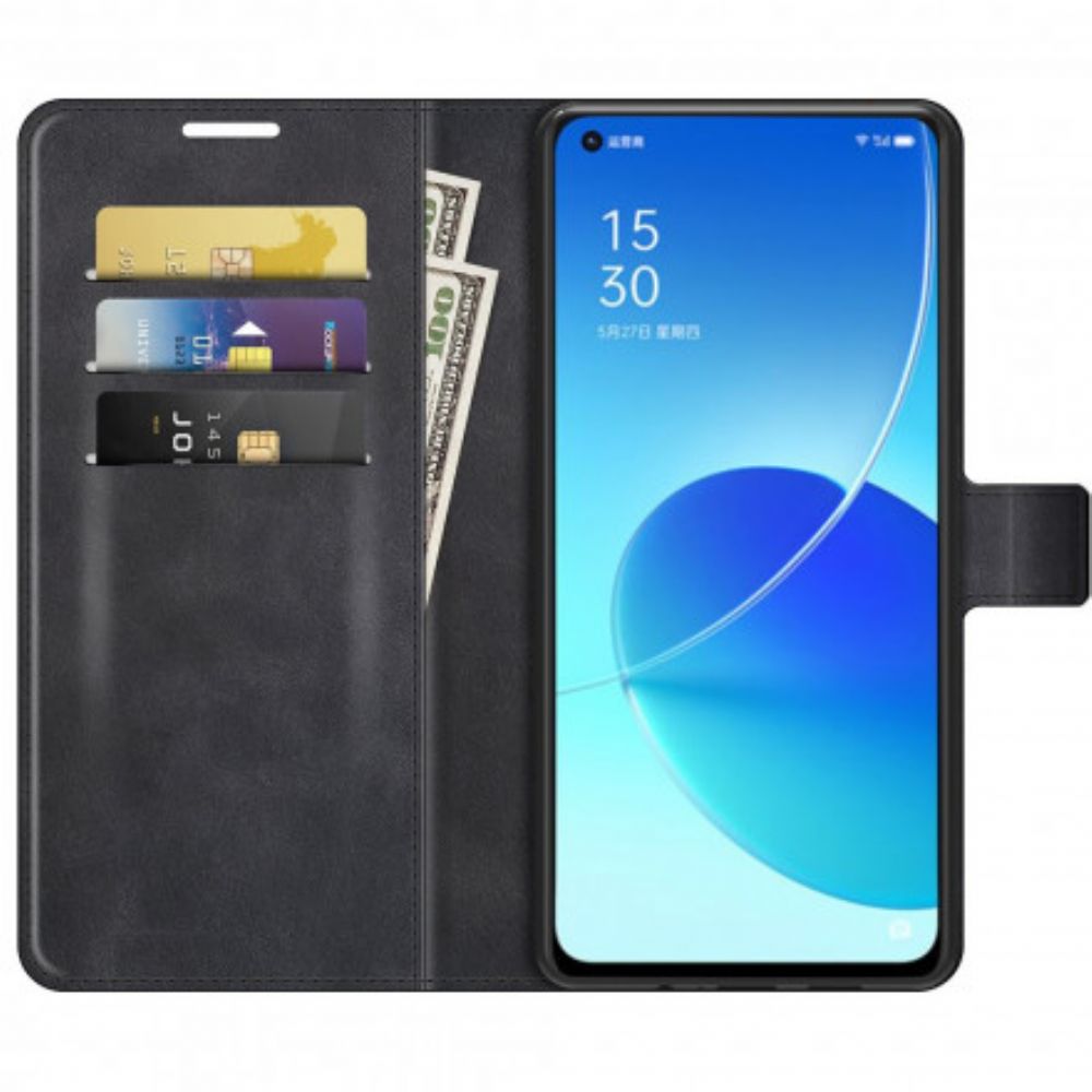 Flip Case Für Oppo Reno 6 5G Extrem Schmaler Ledereffekt