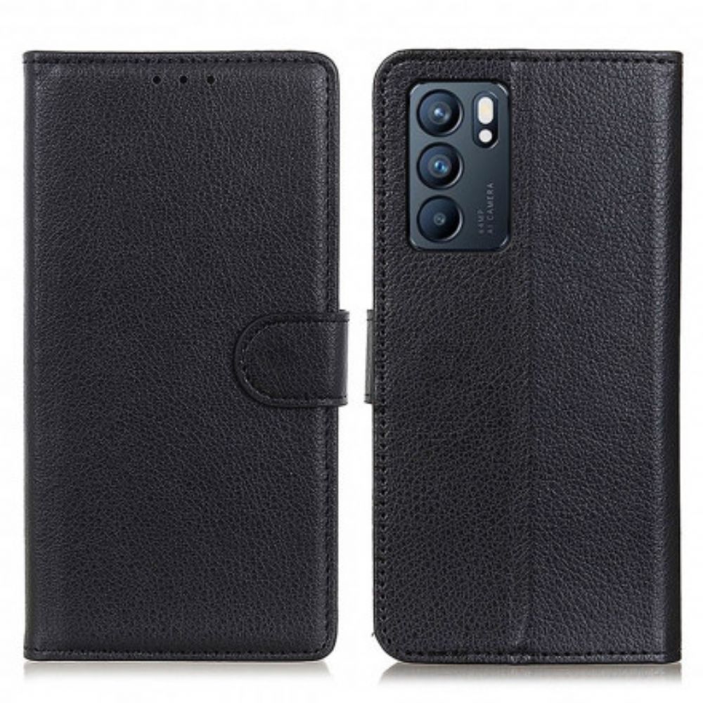 Flip Case Für Oppo Reno 6 5G Kunstleder Litschi