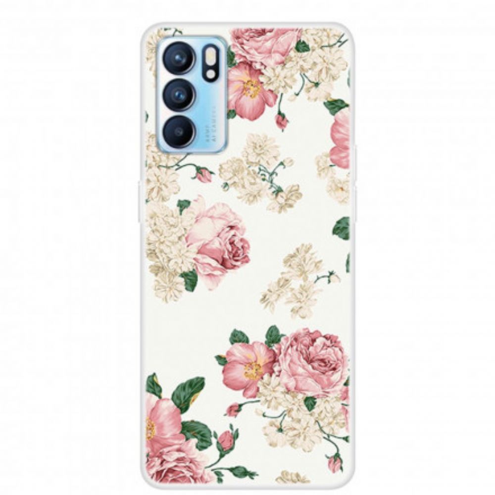 Handyhülle Für Oppo Reno 6 5G Freiheitsblumen Transparent