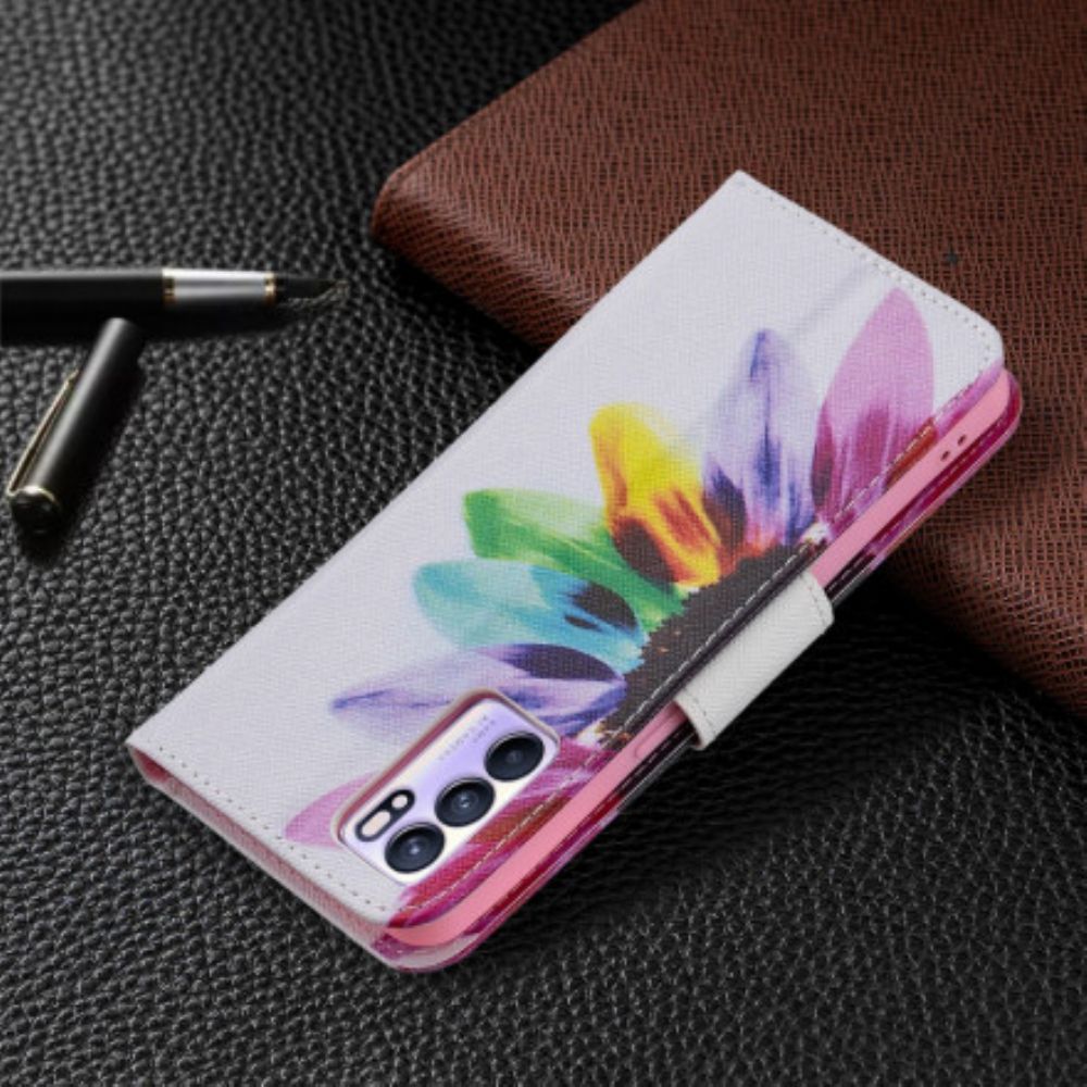 Lederhüllen Für Oppo Reno 6 5G Aquarell Blume