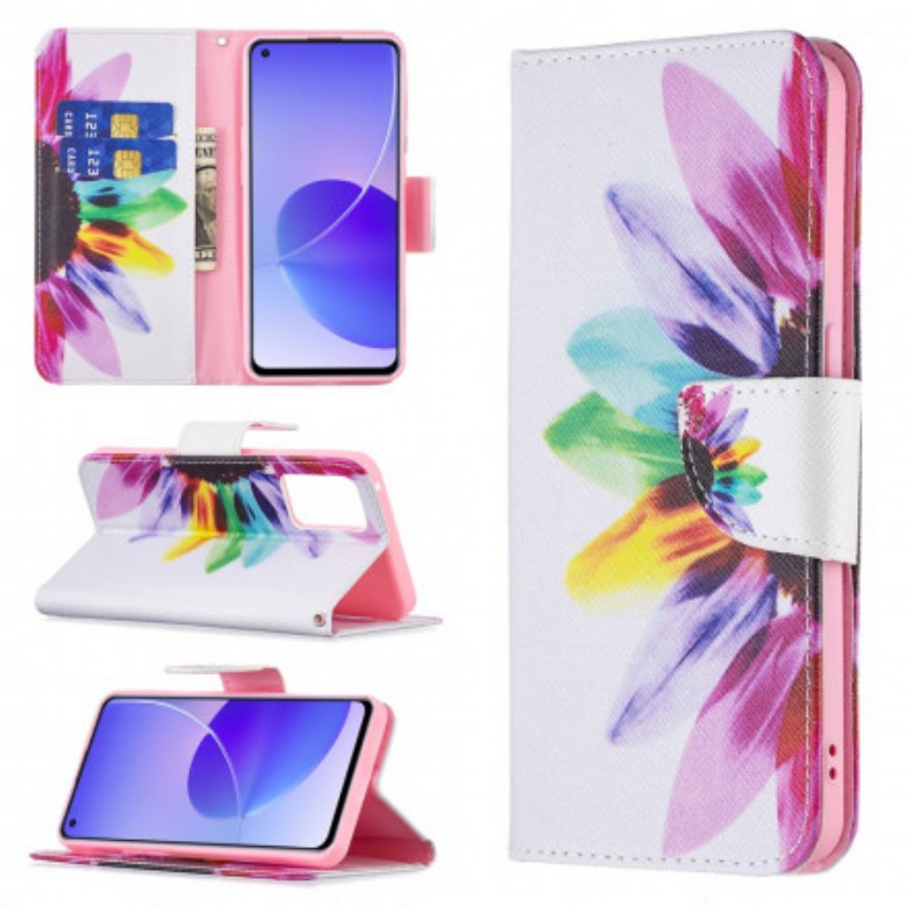 Lederhüllen Für Oppo Reno 6 5G Aquarell Blume