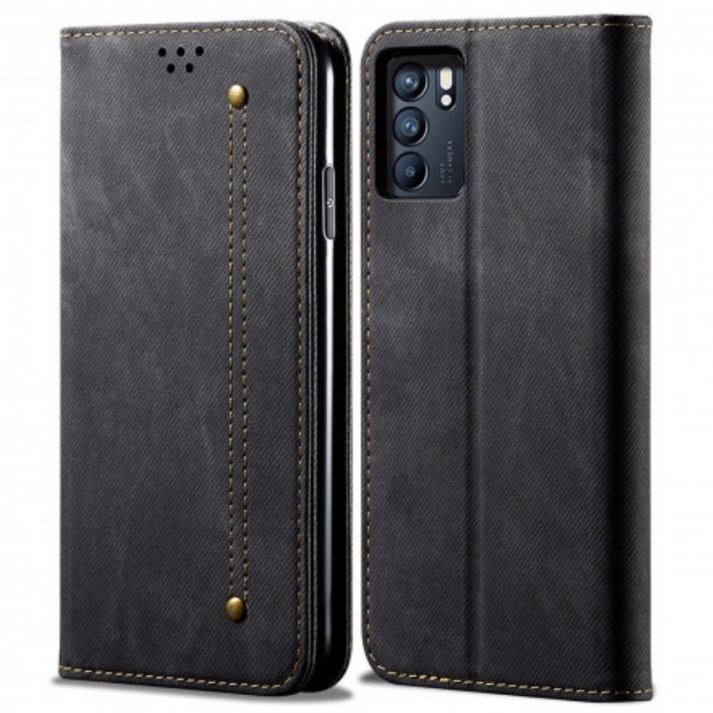 Schutzhülle Für Oppo Reno 6 5G Flip Case Jeansstoff