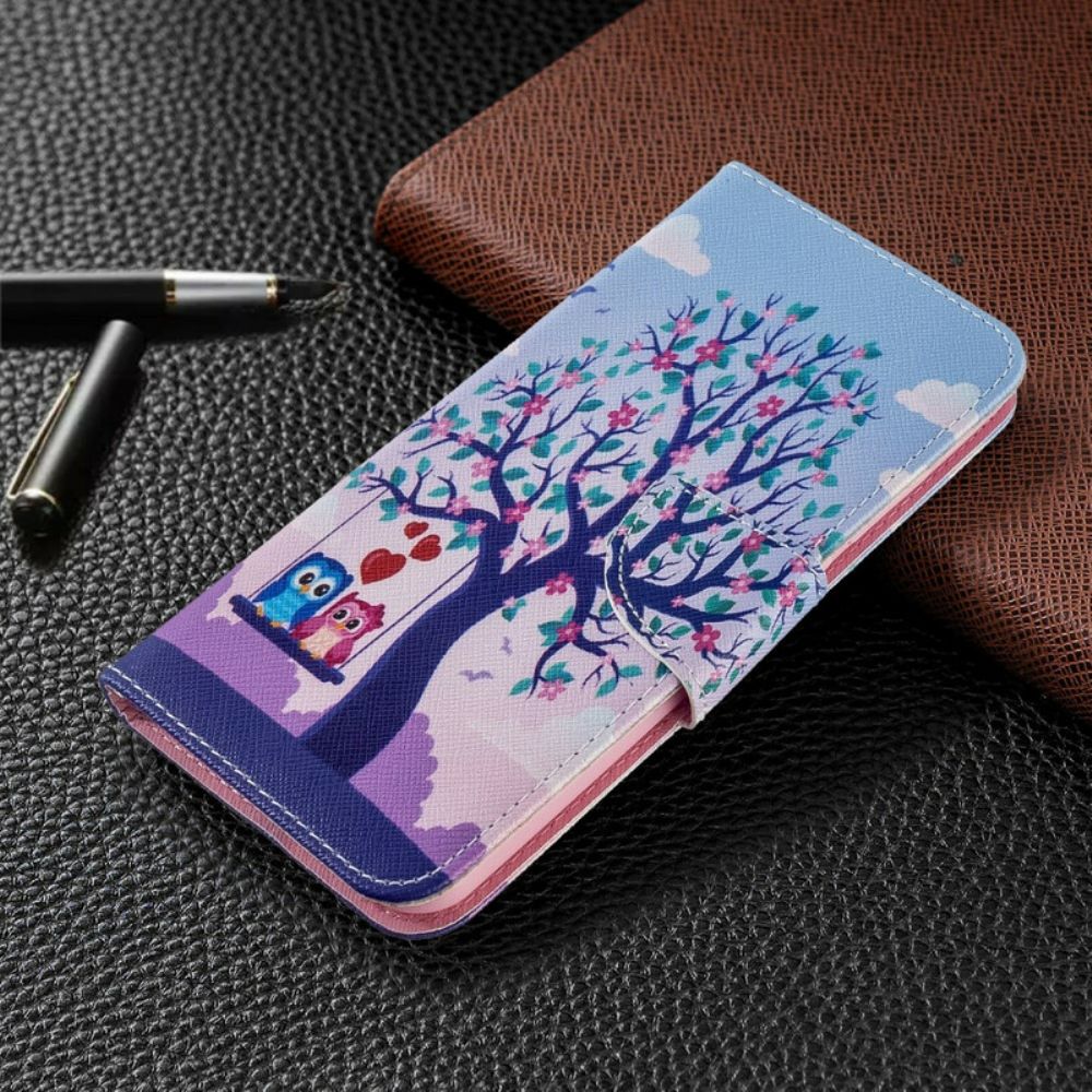 Flip Case Für Xiaomi Redmi Note 8T Eulen Auf Der Schaukel