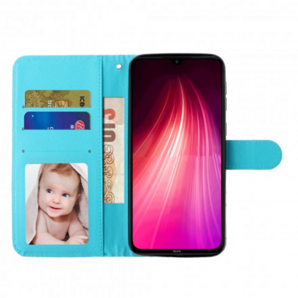 Flip Case Für Xiaomi Redmi Note 8T Lichtpunkt-schmetterlinge Mit Lanyard