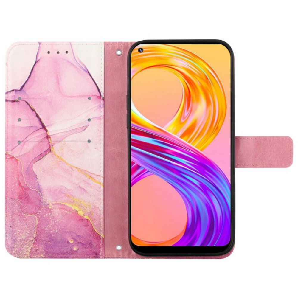 Flip Case Für Realme GT2 Pro Mit Kordel Armband Marmor