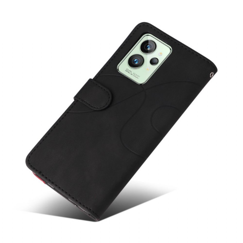 Flip Case Für Realme GT2 Pro Mit Kordel Zweifarbiger Riemen