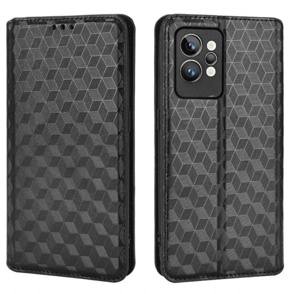 Schutzhülle Für Realme GT2 Pro Flip Case 3d-würfel Lederoptik