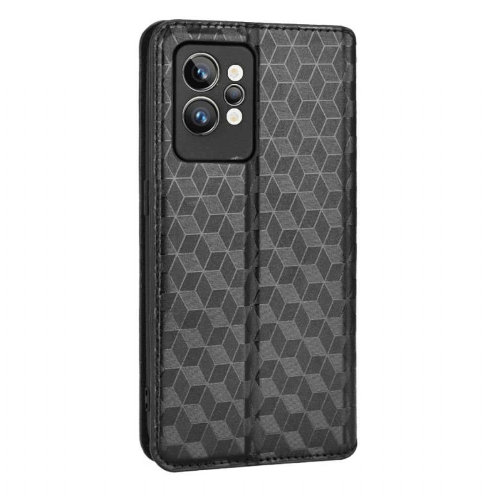 Schutzhülle Für Realme GT2 Pro Flip Case 3d-würfel Lederoptik