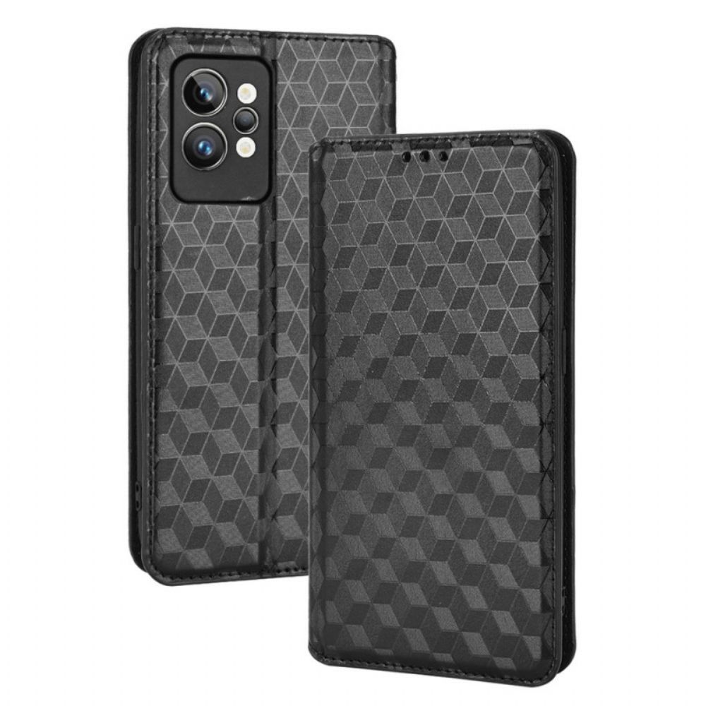 Schutzhülle Für Realme GT2 Pro Flip Case 3d-würfel Lederoptik