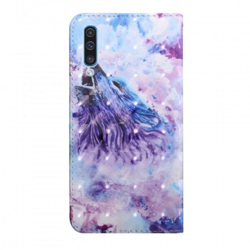 Flip Case Für Samsung Galaxy A50 Aquarell Wolf