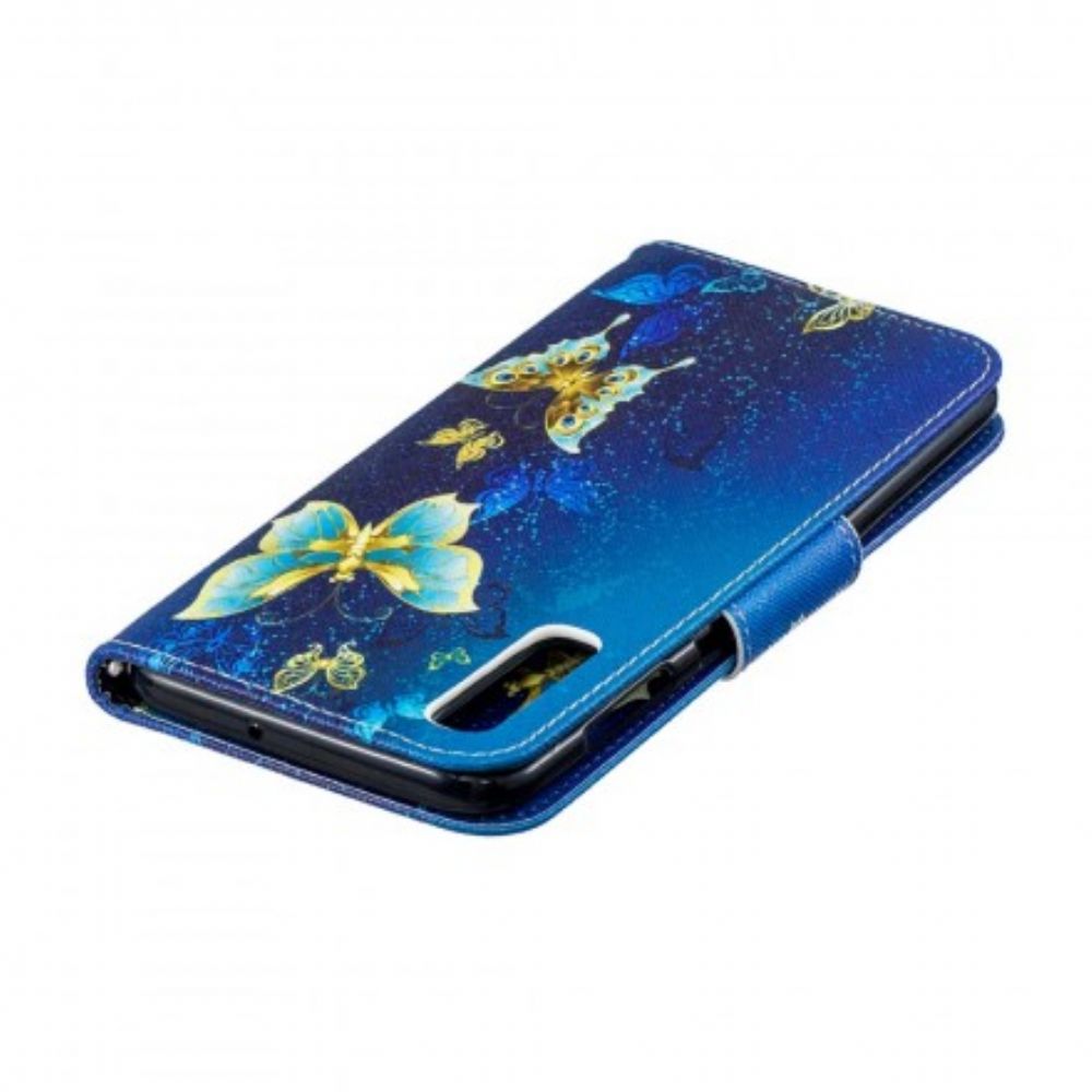 Flip Case Für Samsung Galaxy A50 Goldene Schmetterlinge