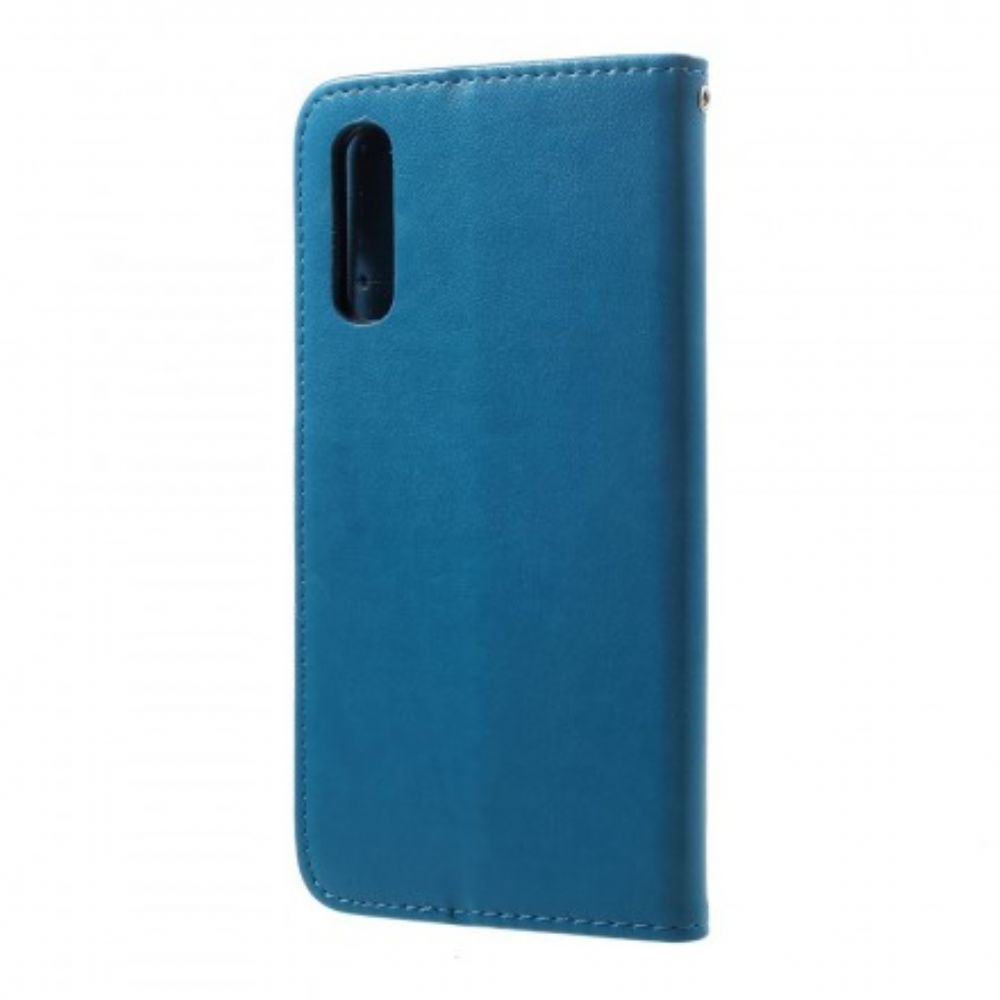 Flip Case Für Samsung Galaxy A50 Mit Kordel String Schmetterlinge Und Blumen