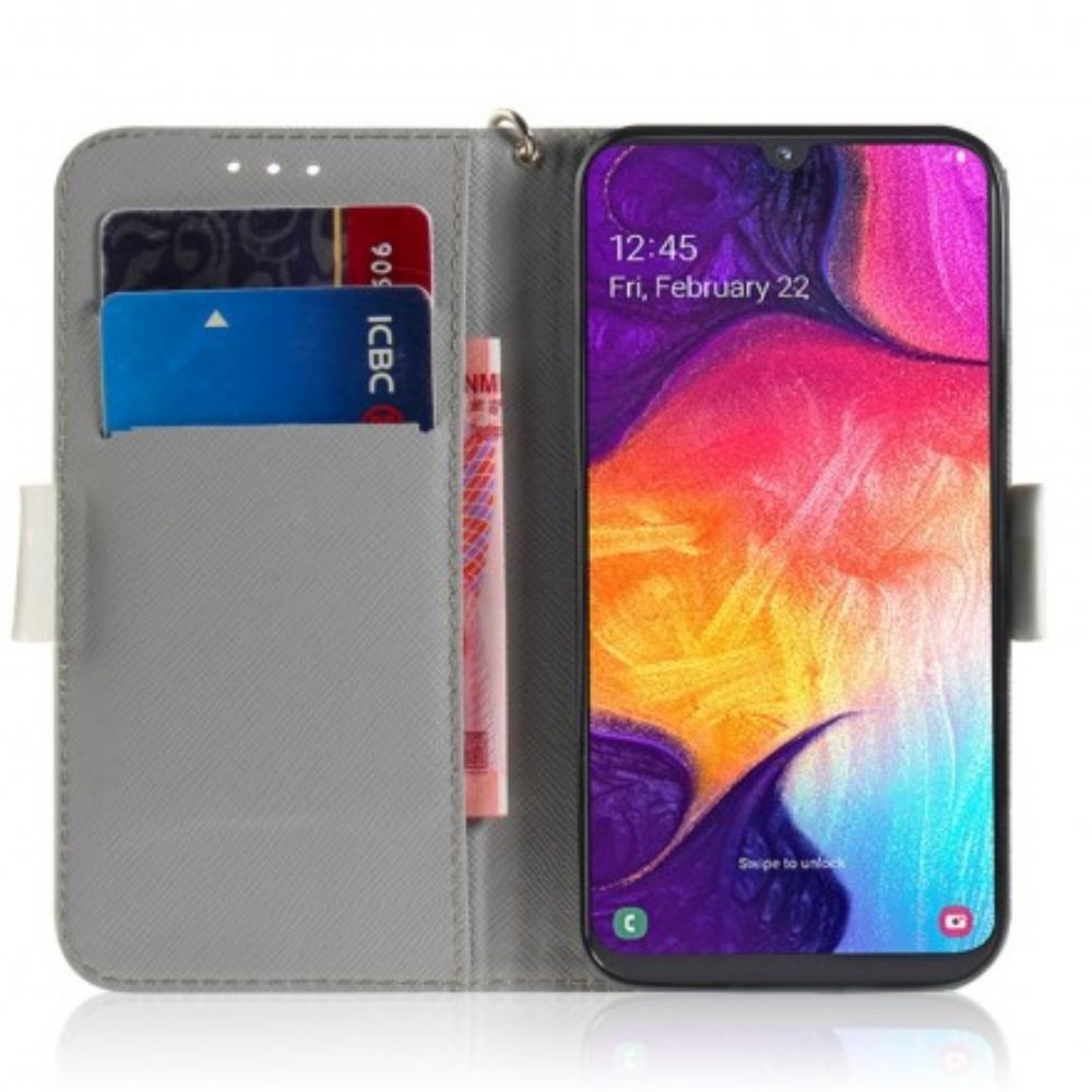 Flip Case Für Samsung Galaxy A50 Mit Kordel Tanga Blumenzweig