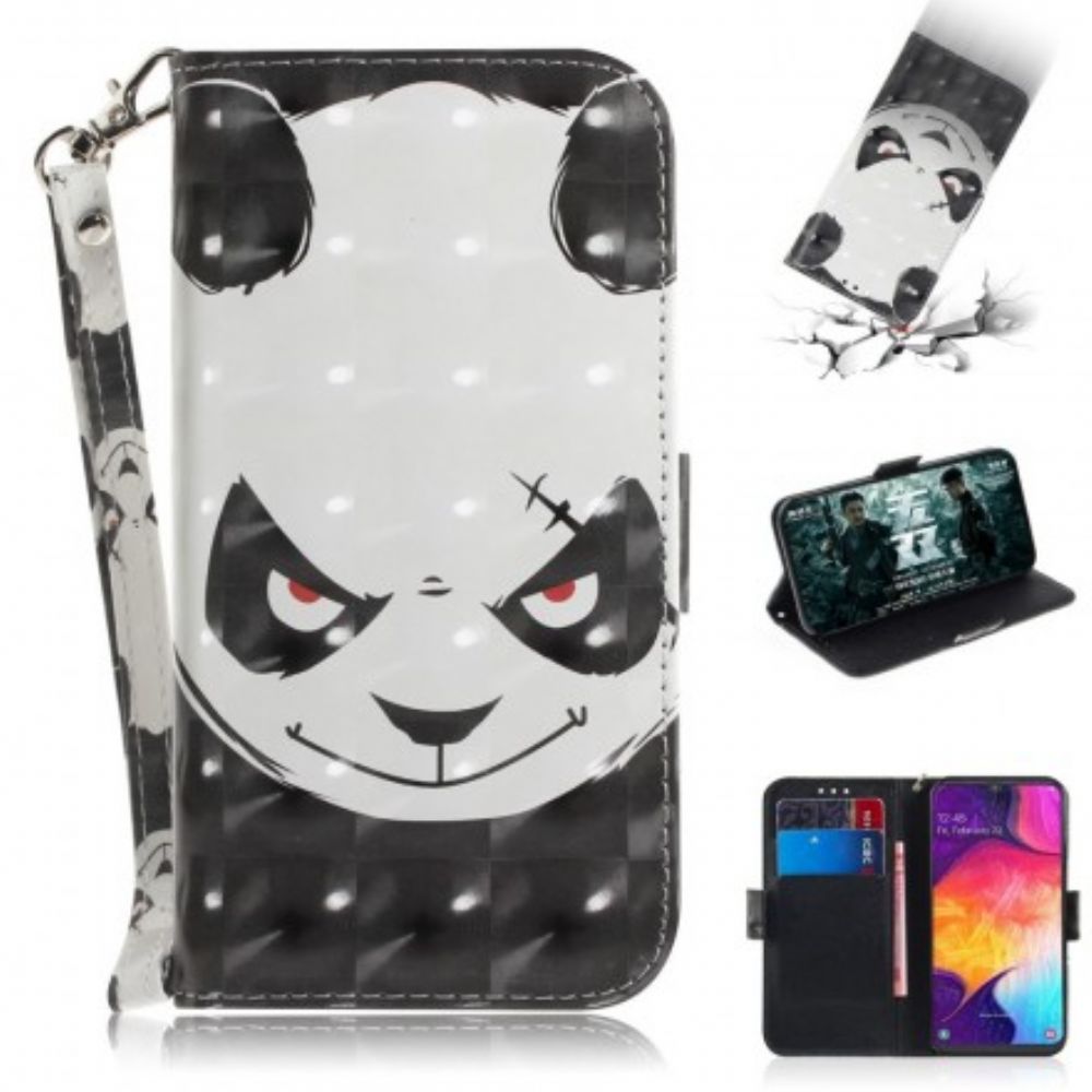 Flip Case Für Samsung Galaxy A50 Mit Kordel Wütender Panda Mit Riemen