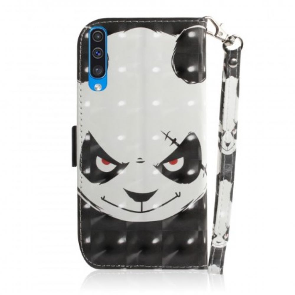 Flip Case Für Samsung Galaxy A50 Mit Kordel Wütender Panda Mit Riemen