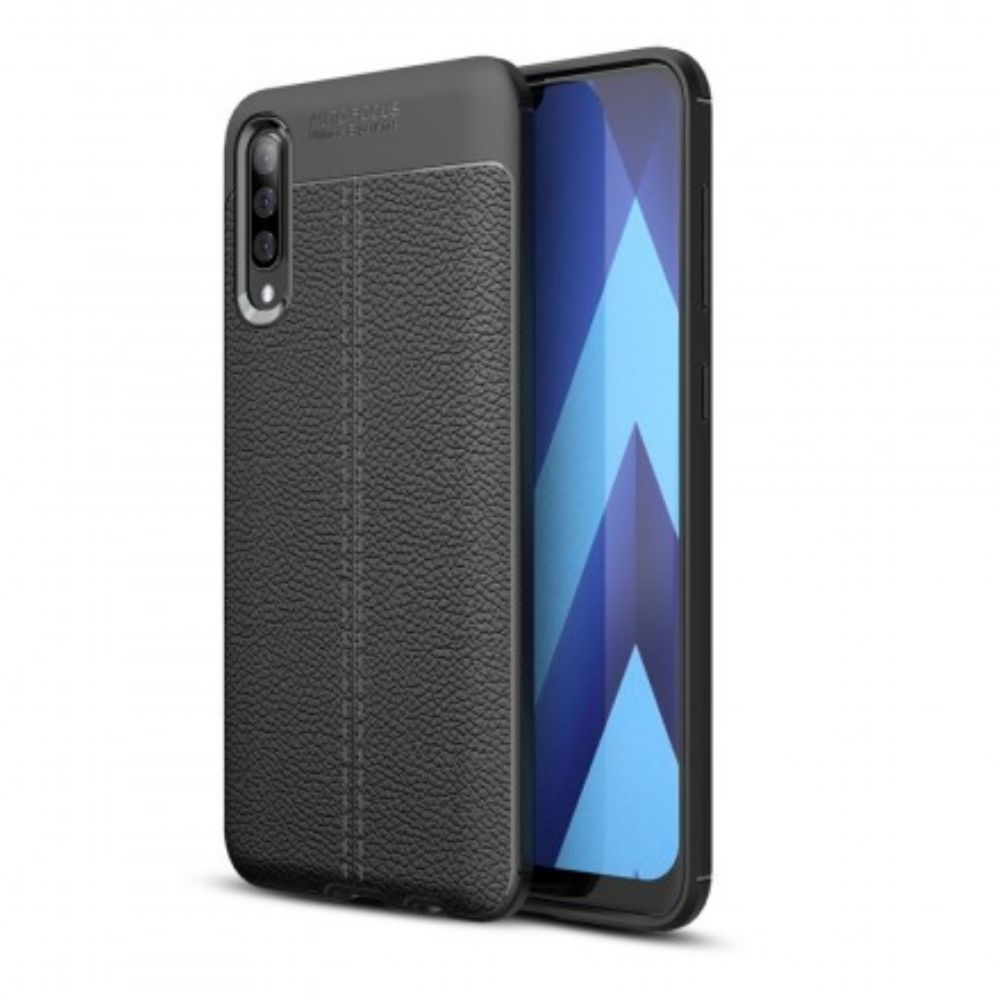 Handyhülle Für Samsung Galaxy A50 Doppellinie Litschi-leder-effekt