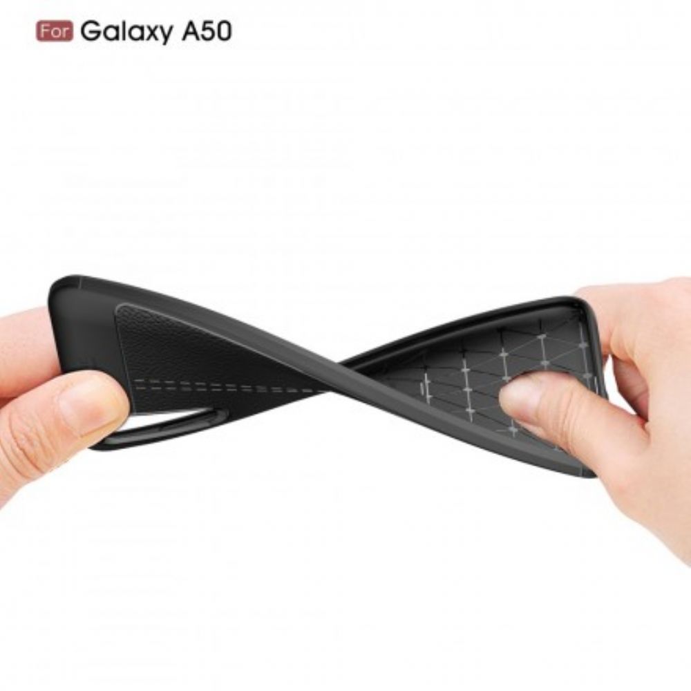 Handyhülle Für Samsung Galaxy A50 Doppellinie Litschi-leder-effekt